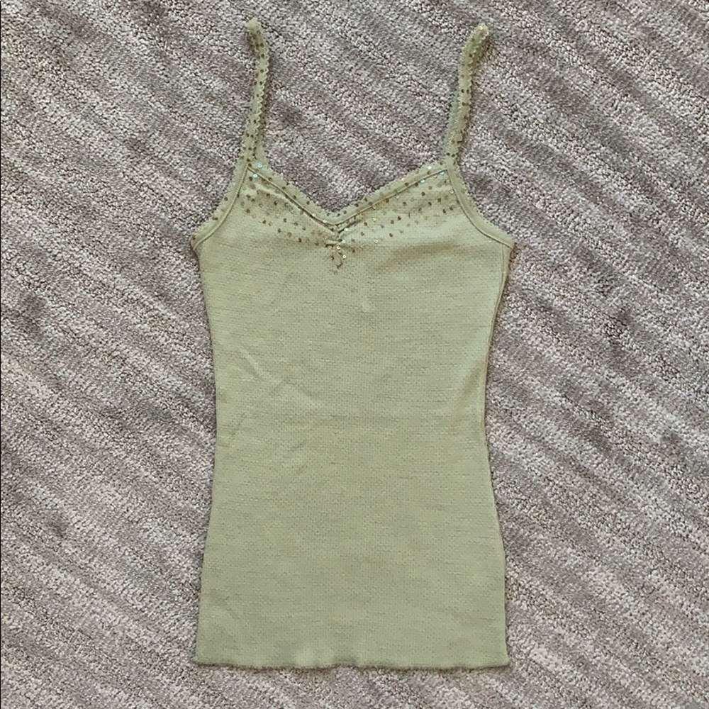 Free People Green Sequin Tank Top Small
